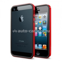 Бампер и комплект защитных пленок для iPhone 5 / 5S SGP Neo Hybrid EX Slim Vivid Series, цвет red (SGP10026)